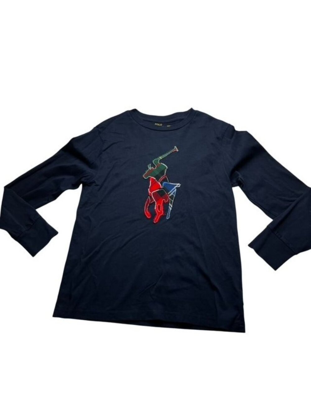 Polo Ralph Lauren Plaid-Pony Jersey Long Sleeve Tee Navy Boys 10-12 Years